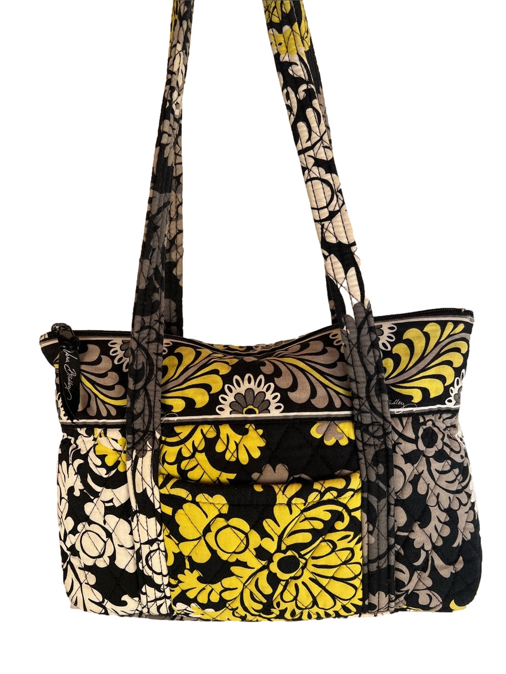 Vera Bradley Retired Baroque Black Yellow and Cream Quilted Floral Tote